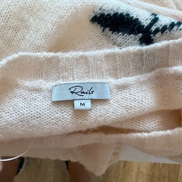 RAILS Perci Cashmere Alpaca Wool Intarsia Knit Fruit Sweater Ivory Crewneck M - Picture 11 of 11